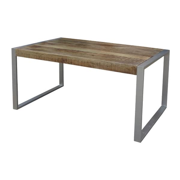slide 1 of 5, Handmade Reclaimed Wood Dining Table with Silver Metal Legs