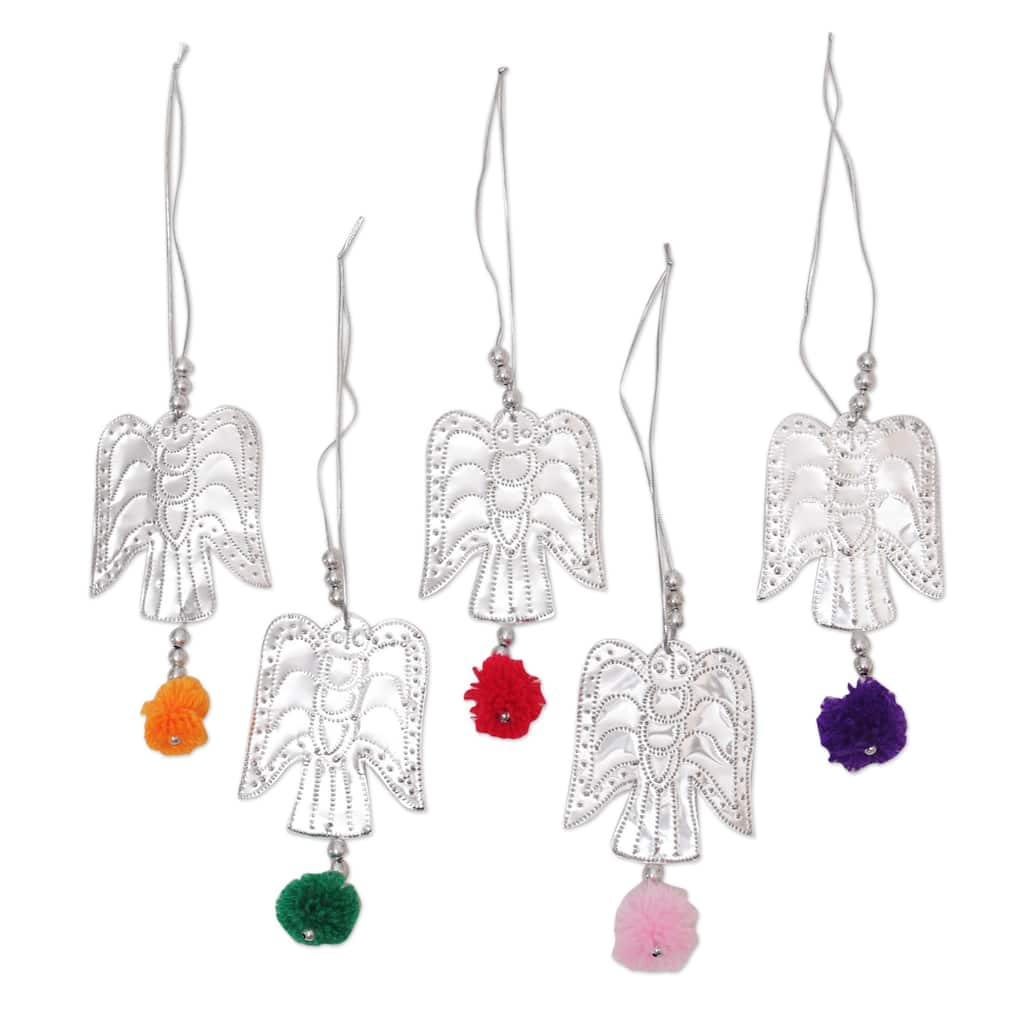 Novica Handmade Angelic Sparkles Aluminum Ornaments (Set Of 5)