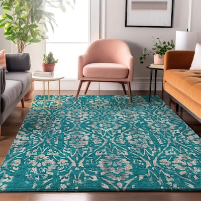 Premium Washable Super Soft Floral Damask Mayfield Rug