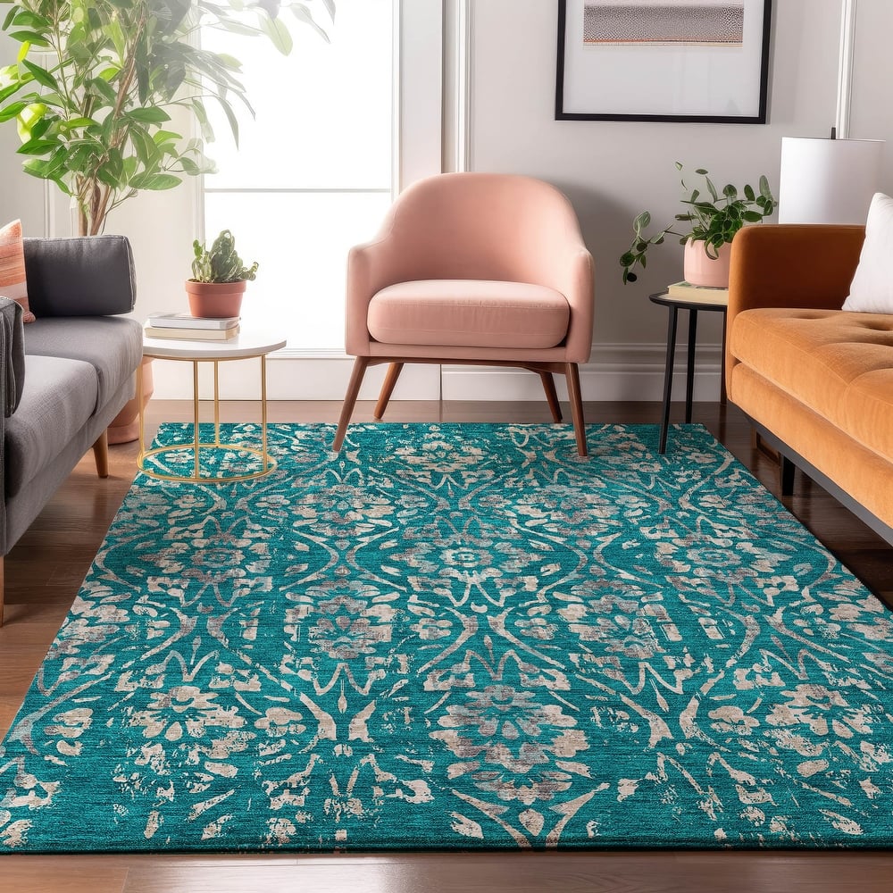 Premium Washable Super Soft Floral Damask Mayfield Rug