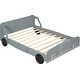 preview thumbnail 10 of 33, Twin/Full Car Bed for Kids, Car Shaped Platform Bed with Wheels, Headboard and Footboard, Toddler Car Bed Slat Support