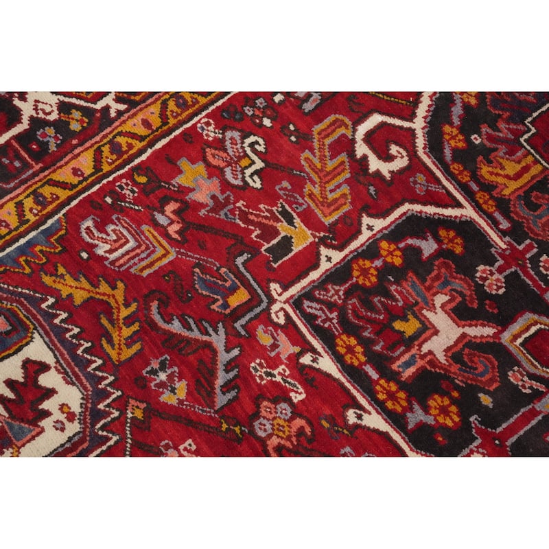 Hand Knotted Oriental 100% Wool Carpet Traditional Medallion Red Heriz Area Rug - 10' 5'' X 7' 3''
