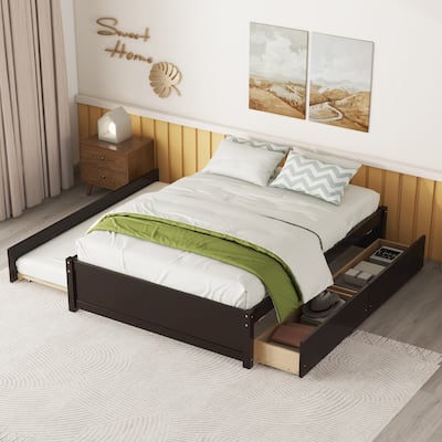 FULL bed WITH TWIN SIZE TRUNDLE AND TWO DRAWERS FOR ESPRESSO COLOR