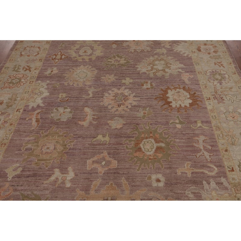 Vegetable Dye Oushak Turkish Area Rug Hand-Knotted Brown Wool Carpet - 6'3"x 8'8"