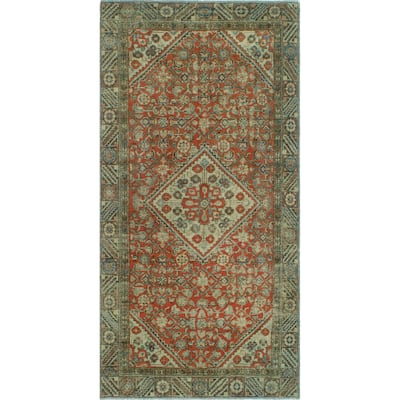 Noori Rug Vintage Distressed Husayn Rust/Beige Rug - 4'10" x 9'6"