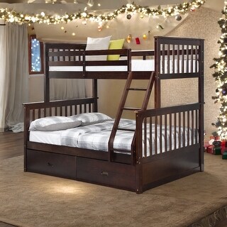 Twin over Twin House Bunk Bed With Shelves And Drawers,Elegant Children Bed