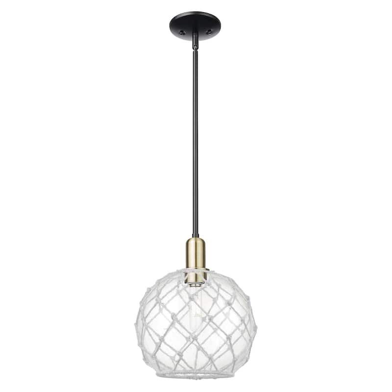 Innovations Lighting Endless Possibilities Arcadia - Farmhouse Rope - 1 Light 10" Stem Hung Mini Pendant - Clear Glass with White Rope/Black Antique Brass