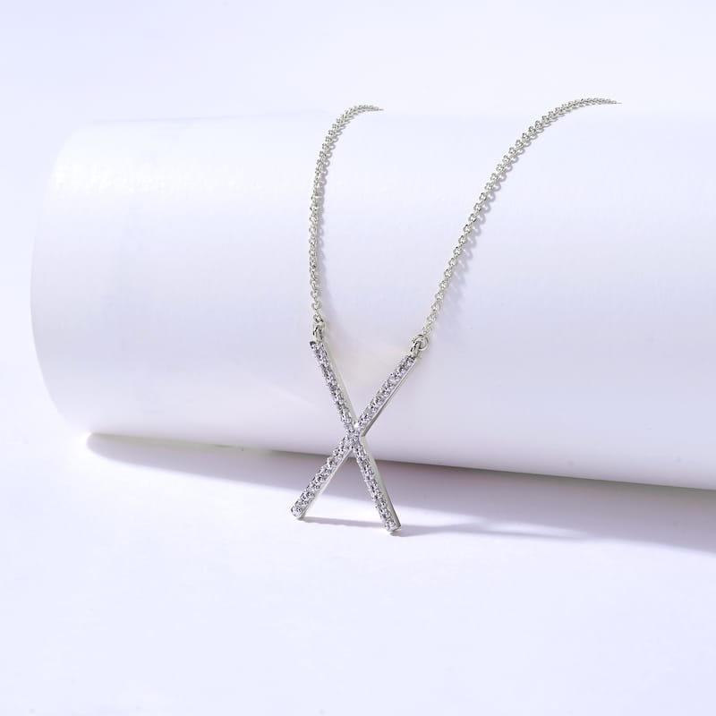 1/20ct TDW Diamond Classic Initial Pendant Necklace in Silver for Women