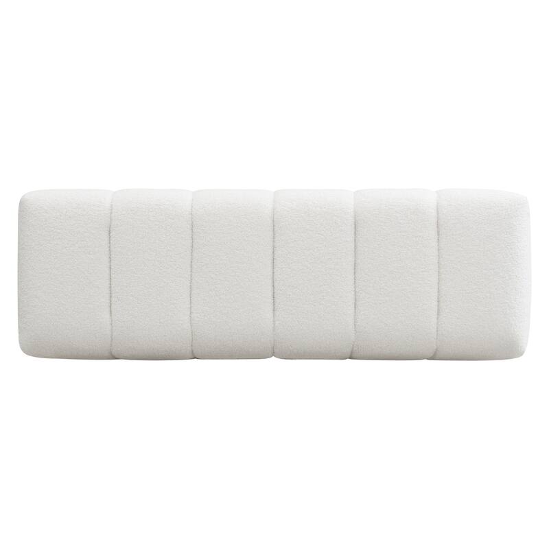 Roomfitters Upholstered Dining Bench, Boucle Fabric with Wood Base, Entryway or Bedroom Accent Bench