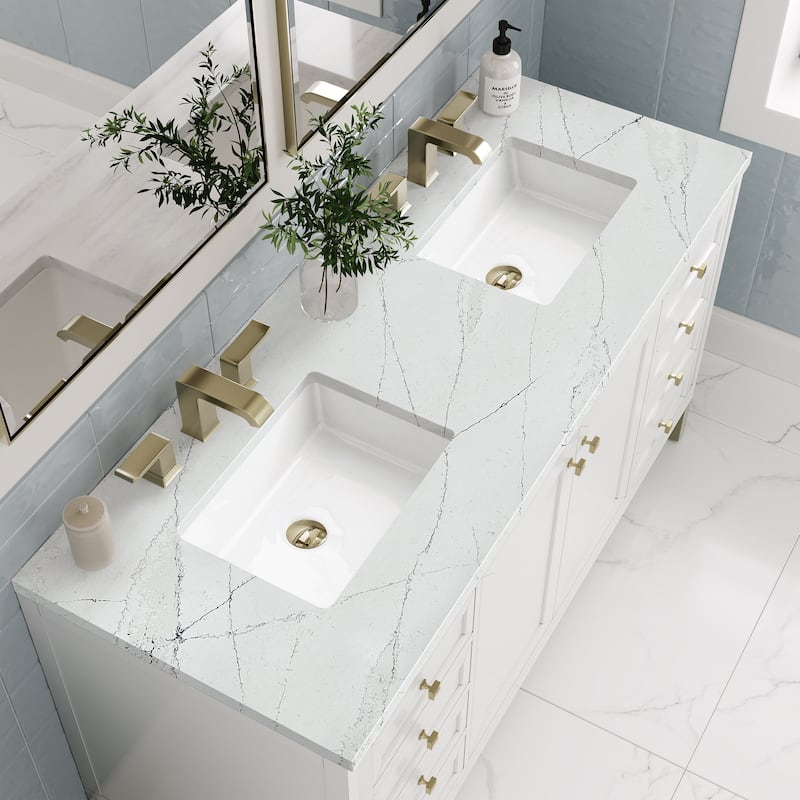 James Martin Vanities Chicago 60" Double Vanity, Glossy White