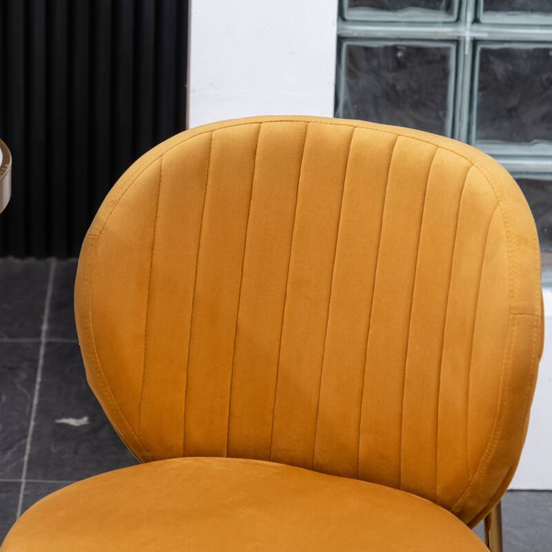 Velvet Upholstery Dining Chair, Yellow Fabric Dining Chairs, Gold Finish Club Guest Office Chairs, Kitchen Side Comfy Chairs