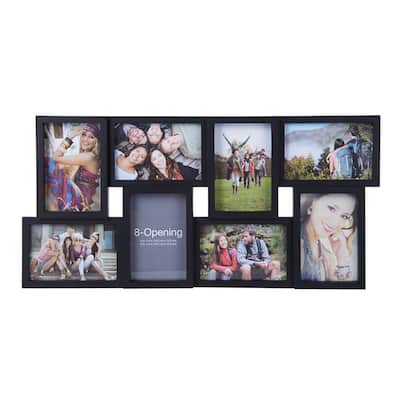 Melannco 8-Opening Black Collage Photo Frame, 24X12 Inch