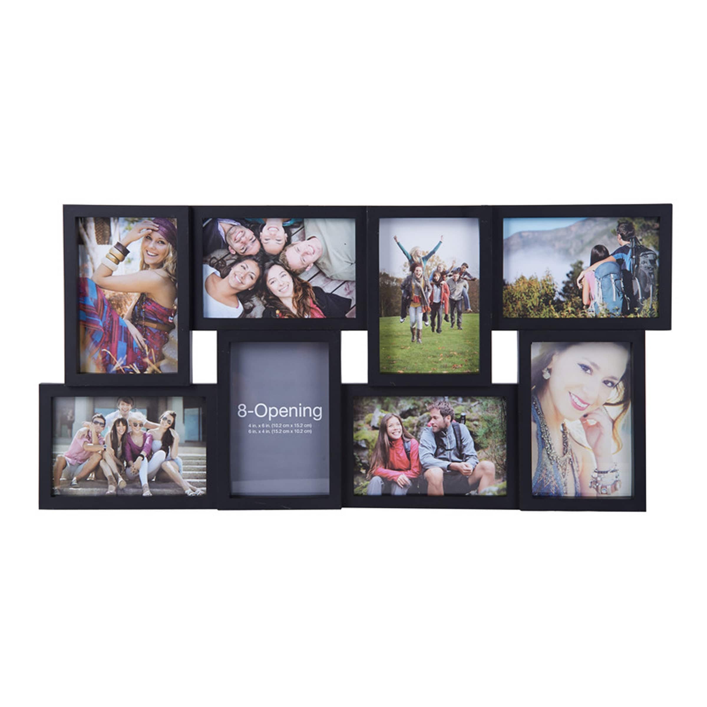 Melannco 8-Opening Black Collage Photo Frame, 24X12 Inch