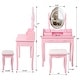preview thumbnail 3 of 3, Pink Princess Vanity Desk Set with Cushioned Stool& Light Modes,4-Drawer