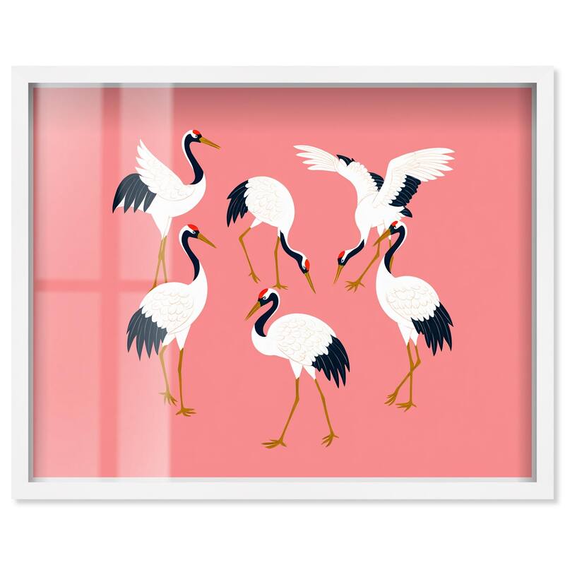 Crane Chorus Shadowbox by Art Remedy - White - 20" x 16"