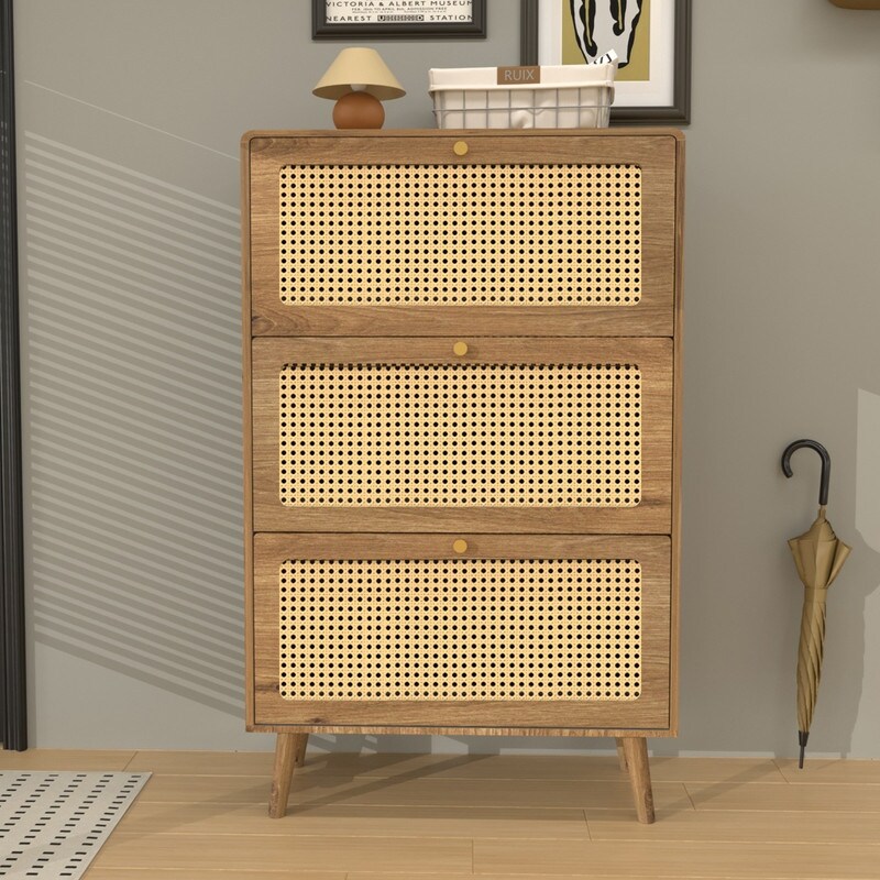 Furniture of america garner rustic shoe shop storage cabinet