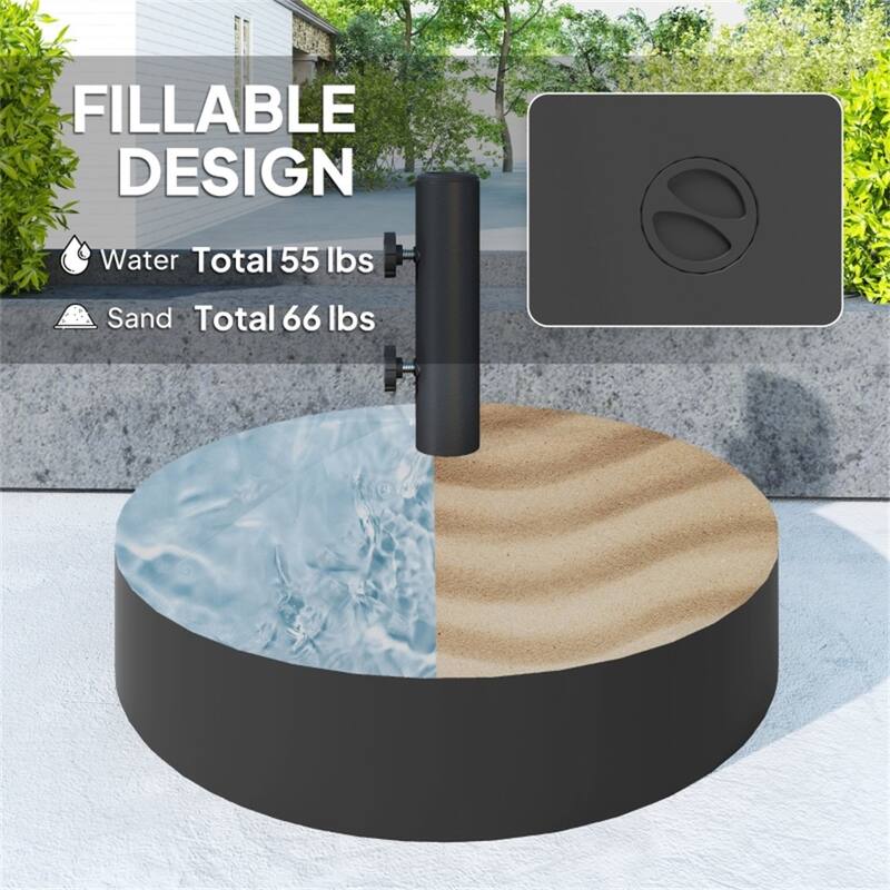 Heavy Duty Outdoor Garden Umbrella Base Adjustable Parasol Stand for Patio Poolside HDPE Plastic Sand or Water Fill