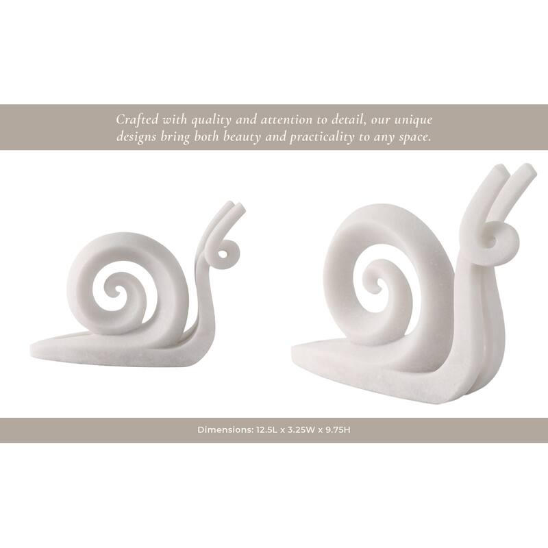 Resin Sculpture Modern Ninove Spiral Snail Figurine - 10" White - 12.5" x 3.25" x 9.75"