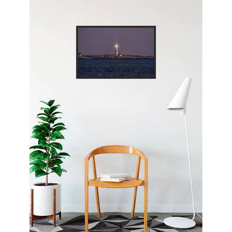 Boston Harbor Lighthouse Boston Light Photography by Wayne Collamore Framed Poster - 18 x 24 Inch