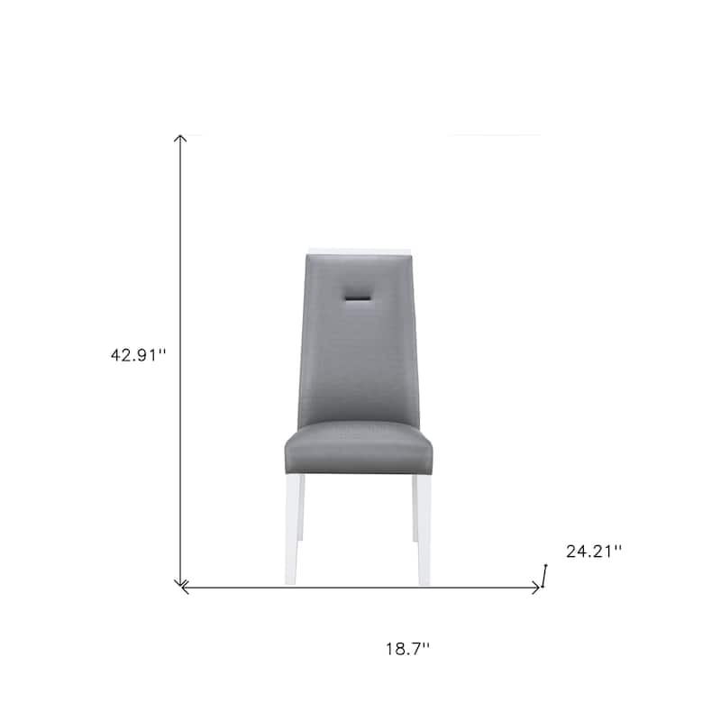 HomeRoots Set of Two Gray And White Upholstered Faux Leather Dining Side Chairs - 18.7' X '42.91' X '24.21
