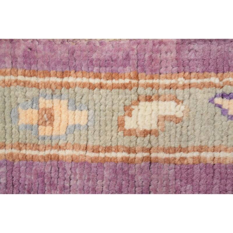 Hand Knotted Oriental 100% Wool Carpet Transitional Geometric Purples Oushak Area Rug - 7' 4'' X 4' 2''