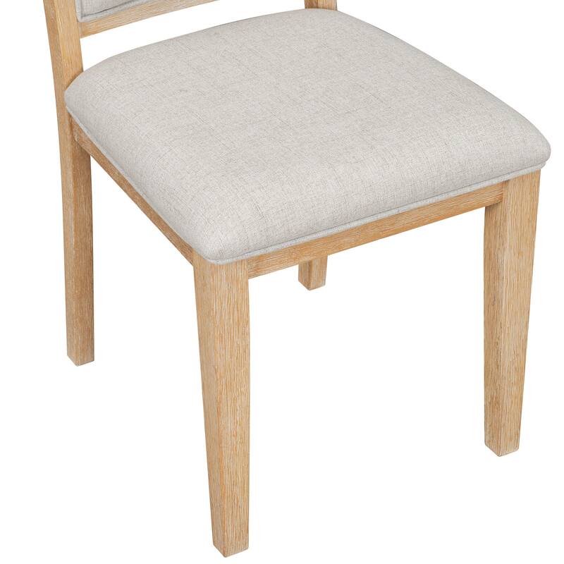 Roomfitters 5-Piece Vintage Extendable Round Dining Set with 4 Upholstered Chairs, Solid Wood Base, Kitchen Furniture