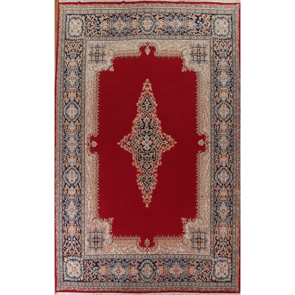 Hand Knotted Oriental 100% Wool Carpet Traditional Floral Red Kerman Area Rug - 15' 8'' X 11' 7''