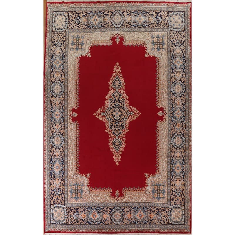 Hand Knotted Oriental 100% Wool Carpet Traditional Floral Red Kerman Area Rug - 15' 8'' X 11' 7''
