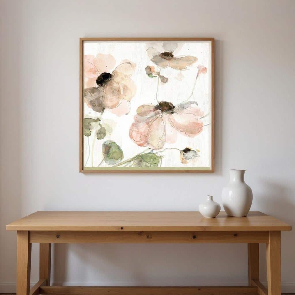 HomeRoots Set Of Two Soft Spring Pop Distressed White Framed Wall Art