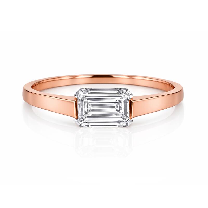 Auriya 14K Gold Suspense Emerald Lab Grown Diamond Engagement Ring 1.00 - 5.00ct. tw. (F-G, VS) - White - 5.00 carats - 5.5 - Rose