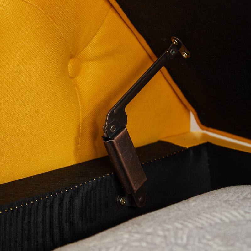 Storage Ottoman Bench with Safety Hinge, Upholstered Storage Bench with Seating for Living Room