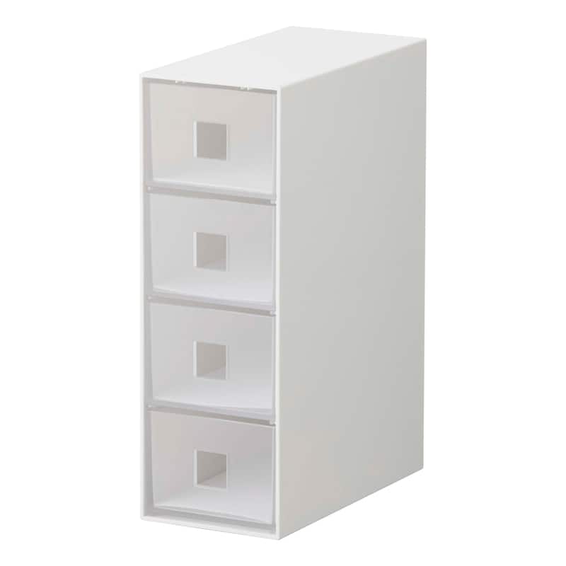 Yamazaki Home Storage Tower with Drawers, ABS Plastic - L 6.89 x W 3.46 x H 9.96 inches