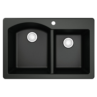 Top Mount 33-inch Large/Small Bowl Quartz Kitchen Sink - 33" x 22" x 9"