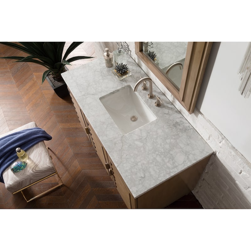 James Martin Vanities Portland 48" Single Vanity, Whitewashed Walnut - Carrara Marble