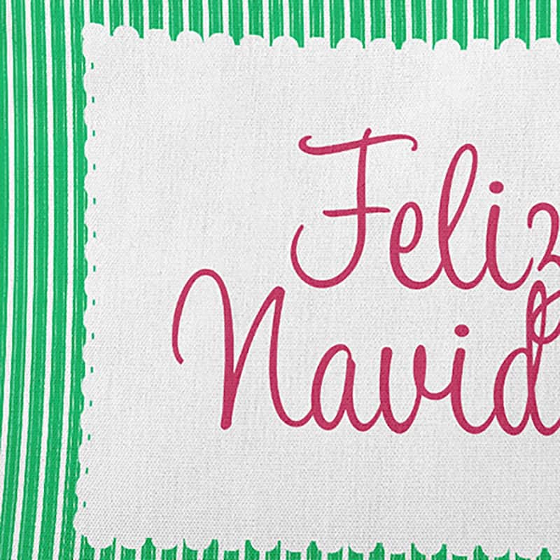 Feliz Navidad Ticking Christmas Indoor/Outdoor Throw Pillow