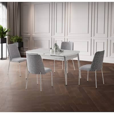 Zeki 7-Piece Extendable Dining Table And 6 Dining Chair With Metal Leg Set