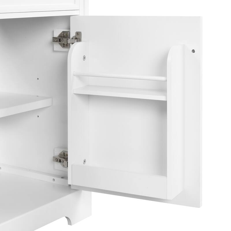 Storage Cabinet Bathroom Vanity with Ceramic Sink, Soft Closing Door, Door Rack and Adjustable Shelf - Ready to Assemble