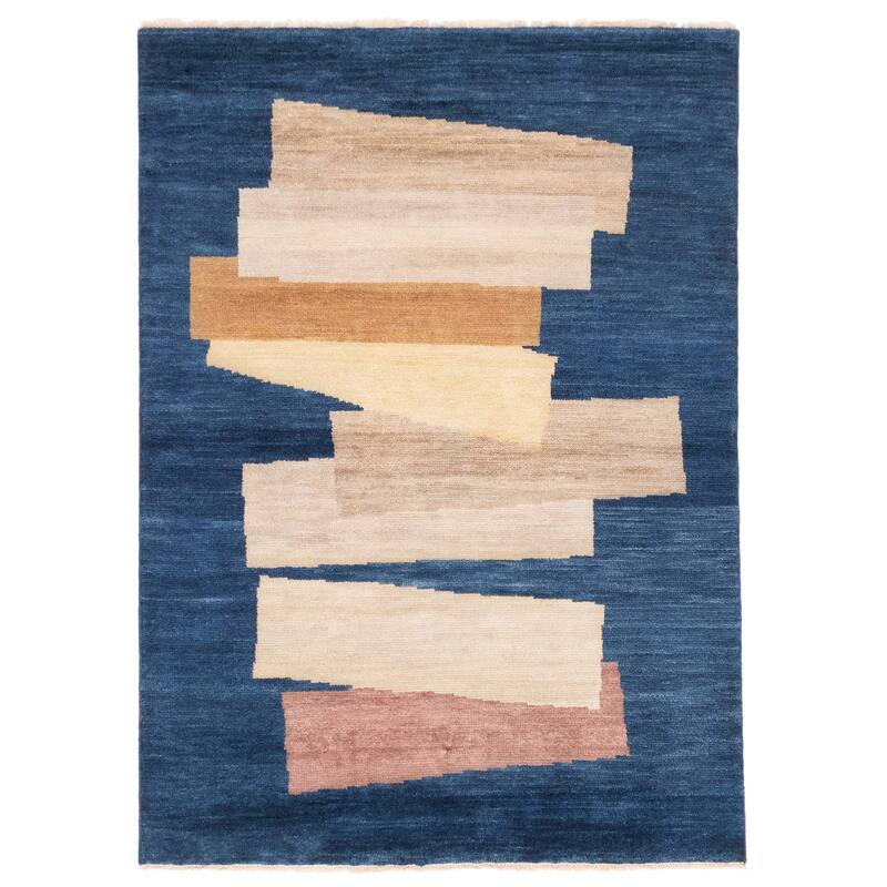 ECARPETGALLERY Hand-knotted Peshawar Ziegler Dark Blue Wool Rug - 5'0 x 6'9
