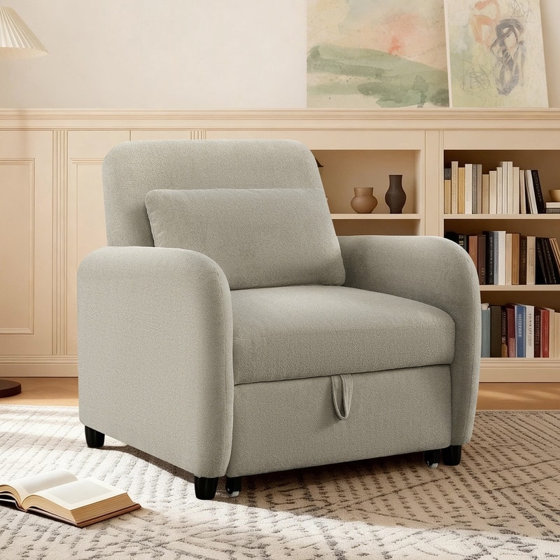 Spruce & Spring Modern Pull-Out Accent Chair Bed with Adjustable Backrest & Space-Saving Design