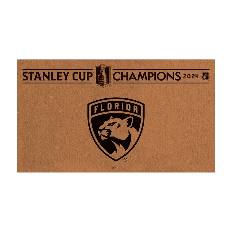 28 in. x 16 in. Florida Panthers Coir Mat, Stanley Cup Champions 2024