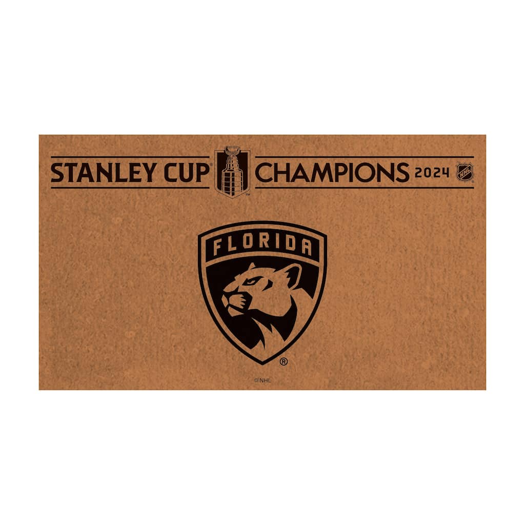 28 in. x 16 in. Florida Panthers Coir Mat, Stanley Cup Champions 2024