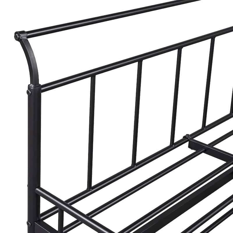 Metal Daybed with Curved Handle Design and Trundle