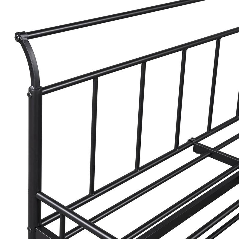 Roomfitters Twin Size Metal Daybed with Curved Handle Design and Twin Size Trundle