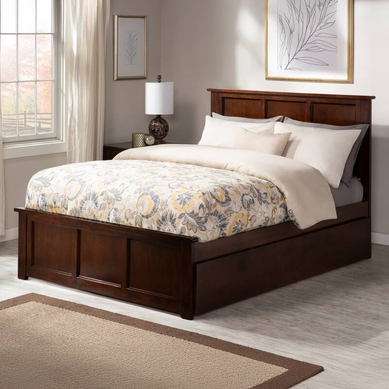 AFI Madison Full Size Platform Bed with Matching Footboard & Full Trundle