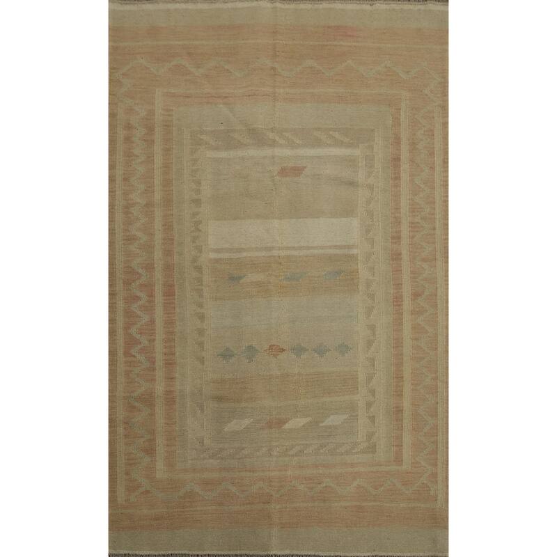 Hand Woven Oriental 100% Wool Carpet Southwestern Tribal Multi-Colored Kilim Area Rug - 5' 11'' X 3' 11''