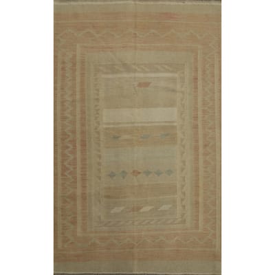 Hand Woven Oriental 100% Wool Carpet Southwestern Tribal Multi-Colored Kilim Area Rug - 5' 11'' X 3' 11''