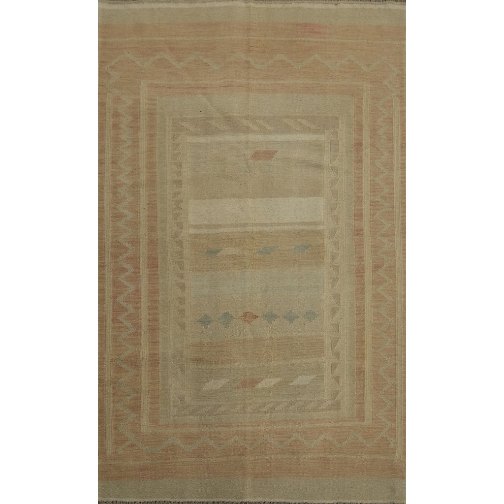 Hand Woven Oriental 100% Wool Carpet Southwestern Tribal Multi-Colored Kilim Area Rug - 5' 11'' X 3' 11''