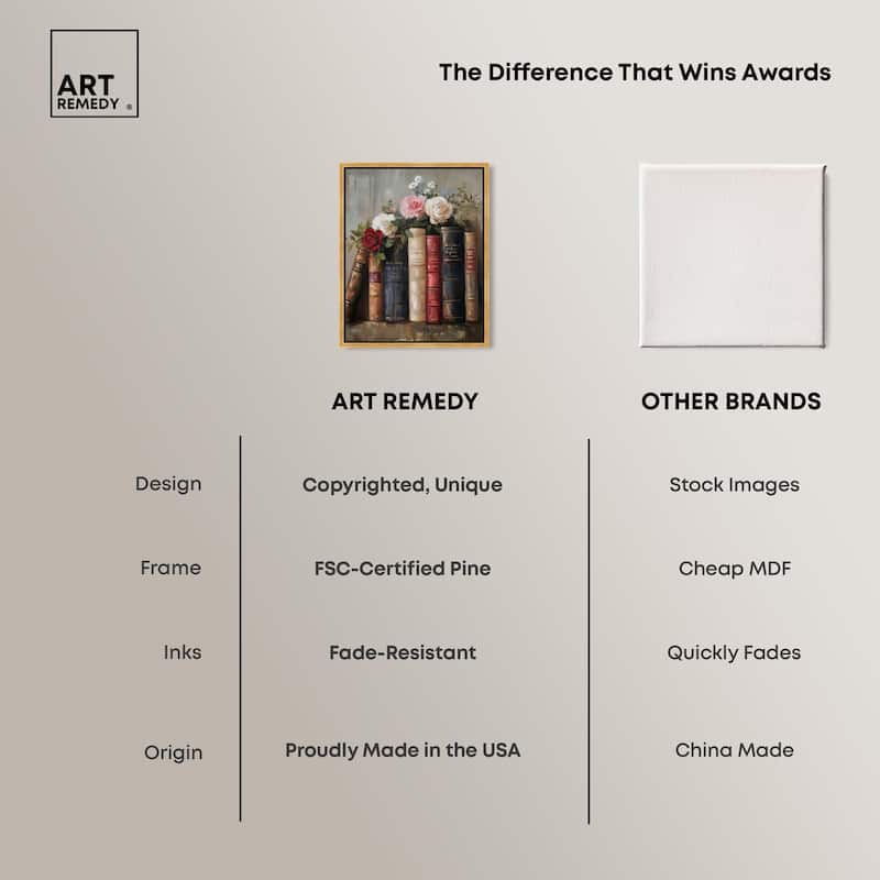 Bookshelf Bouquet I Canvas by Art Remedy