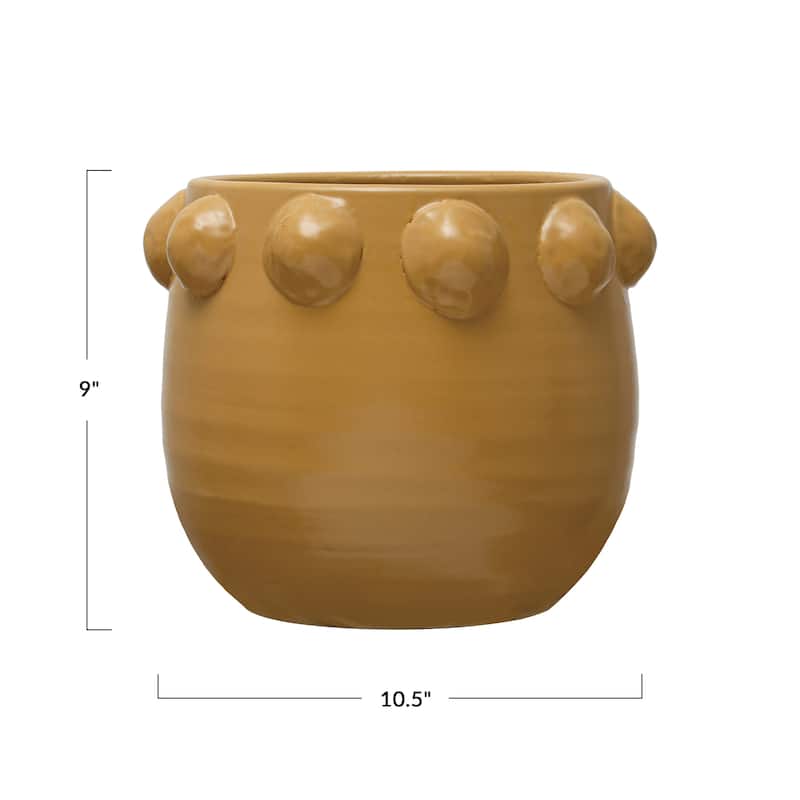 Terracotta Planter with Raised Dots - 10.5"L x 10.5"W x 9.0"H