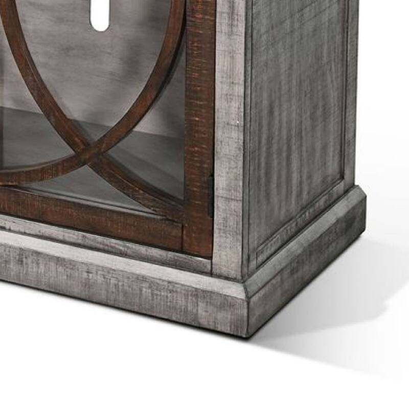 Ketty Accent Cabinet with Glass Doors, Gray Brown Mahogany Mindy Wood
